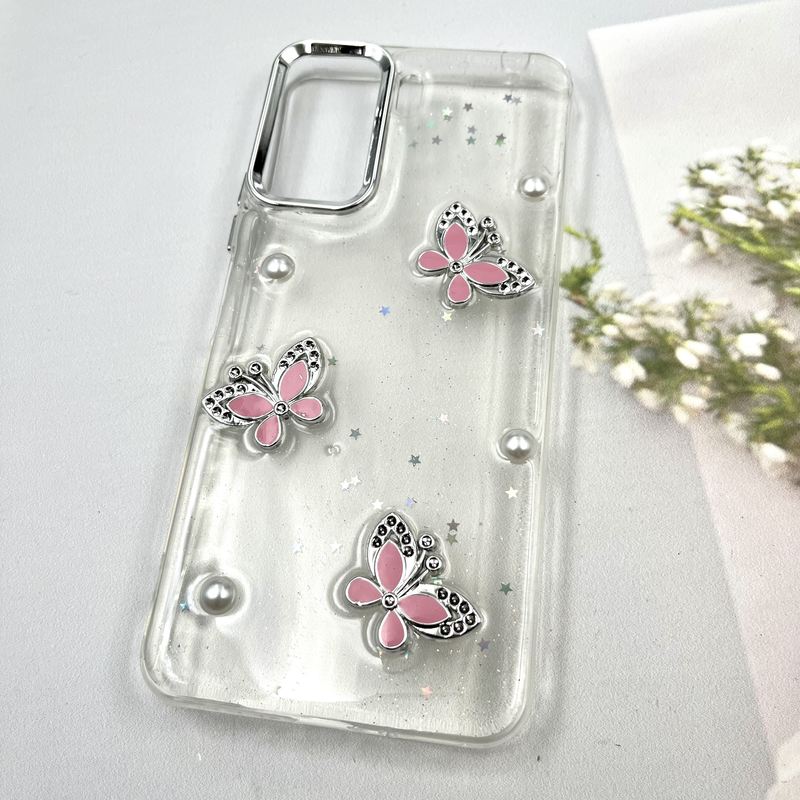 قاب گوشی Redmi 13C / Poco C65 شیائومی Star Butterfly شاین لنز Silver پروانه برجسته لوکس گلبهی کد 939663 - Image 2