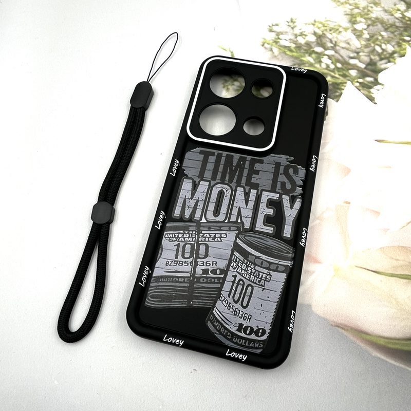 قاب گوشی Redmi Note 14S / Redmi Note 13 Pro 4G / Poco M6 Pro 4G شیائومی Strap Case سیلیکونی سولید ضد ضربه همراه بند مچی محافظ لنز دار طرح مانی کد 943516 - Image 2