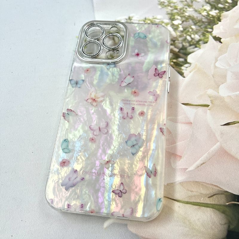 قاب گوشی iPhone 13 Pro Max آیفون iCe Case پینترستی طرح گل یخی ضد ضربه محافظ لنز دار سواروسکی گلسی کد 944421 - Image 2