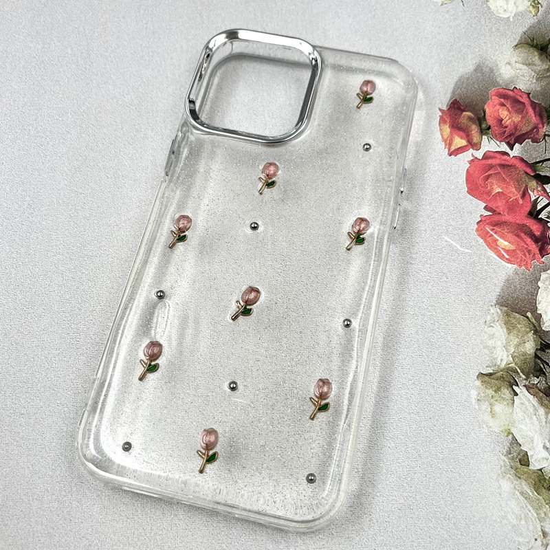 قاب گوشی iPhone 13 Pro Max آیفون Luxury Case سوپر شاین لنز Silver گل رز کد 950618 - Image 2