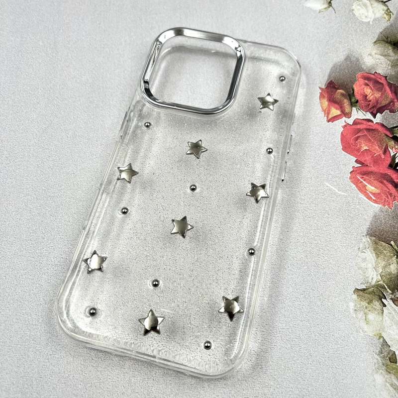 قاب گوشی iPhone 16 Pro آیفون Luxury Case سوپر شاین لنز Silver ستاره کد 955006 - Image 2