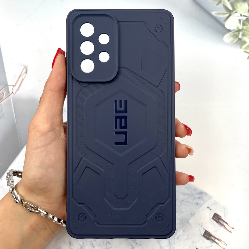 قاب گوشی Galaxy A52 / Galaxy A52S سامسونگ سیلیکونی ایربگ دار طرح UAG کربن محافظ لنز دار برجسته سرمه ای کد 958174