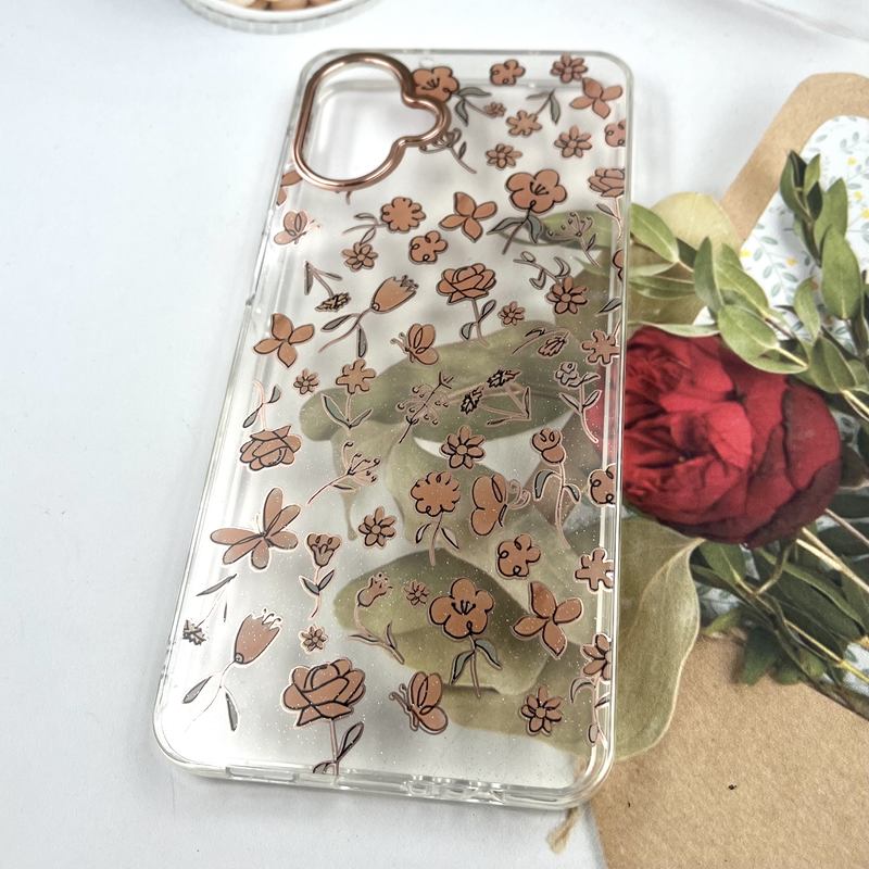 قاب گوشی Galaxy A07 سامسونگ Flower Case شفاف لوکس طرح گل لنز Copper کد 963249 - Image 2