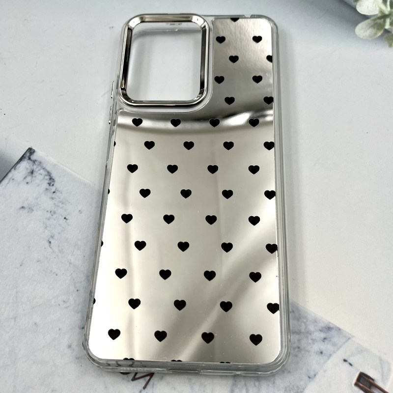 قاب گوشی Redmi Note 12 4G شیائومی آینه ای Silver Case لنز متال نقره ای ضد ضربه طرح قلب کد 965880 - Image 2