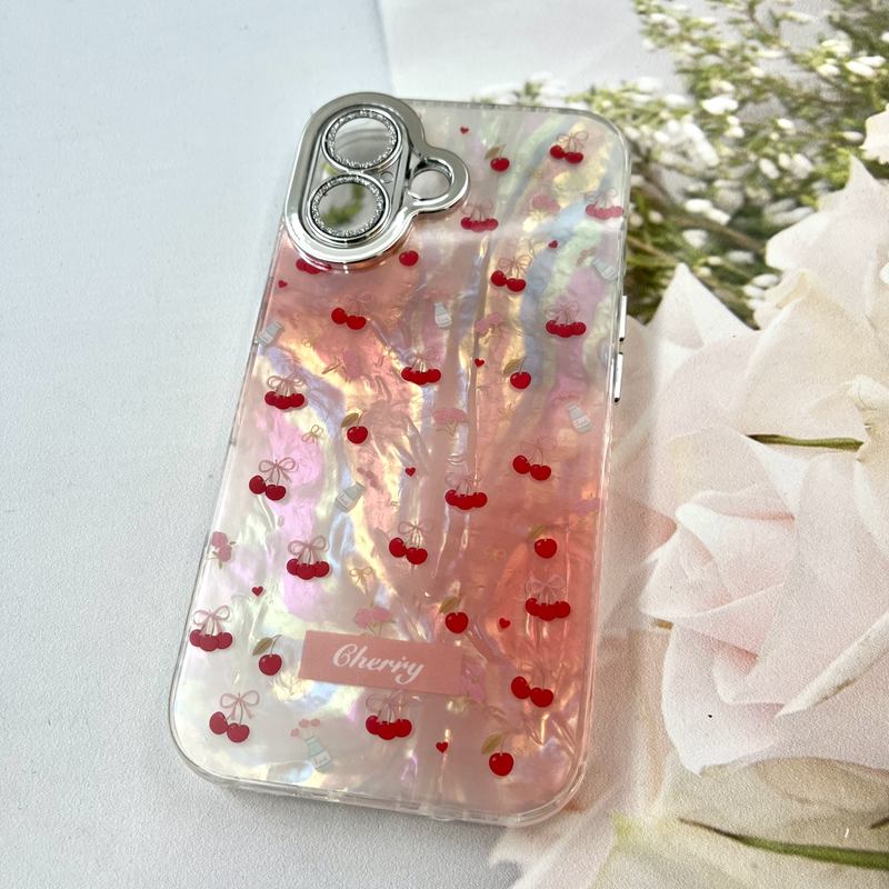 قاب گوشی iPhone 16 آیفون iCe Case پینترستی طرح گل یخی ضد ضربه محافظ لنز دار سواروسکی گلسی کد 979288 - Image 2