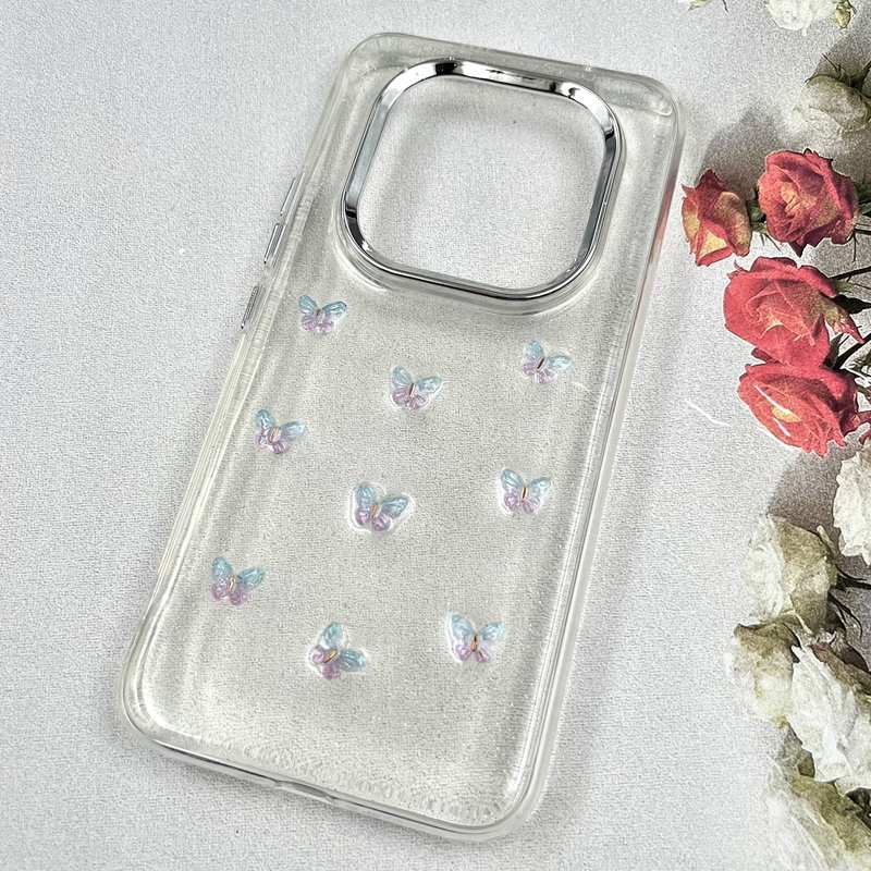 قاب گوشی Redmi Note 15 Pro Plus 5G شیائومی Luxury Case سوپر شاین لنز Silver پروانه رنگی کد 979937 - Image 2