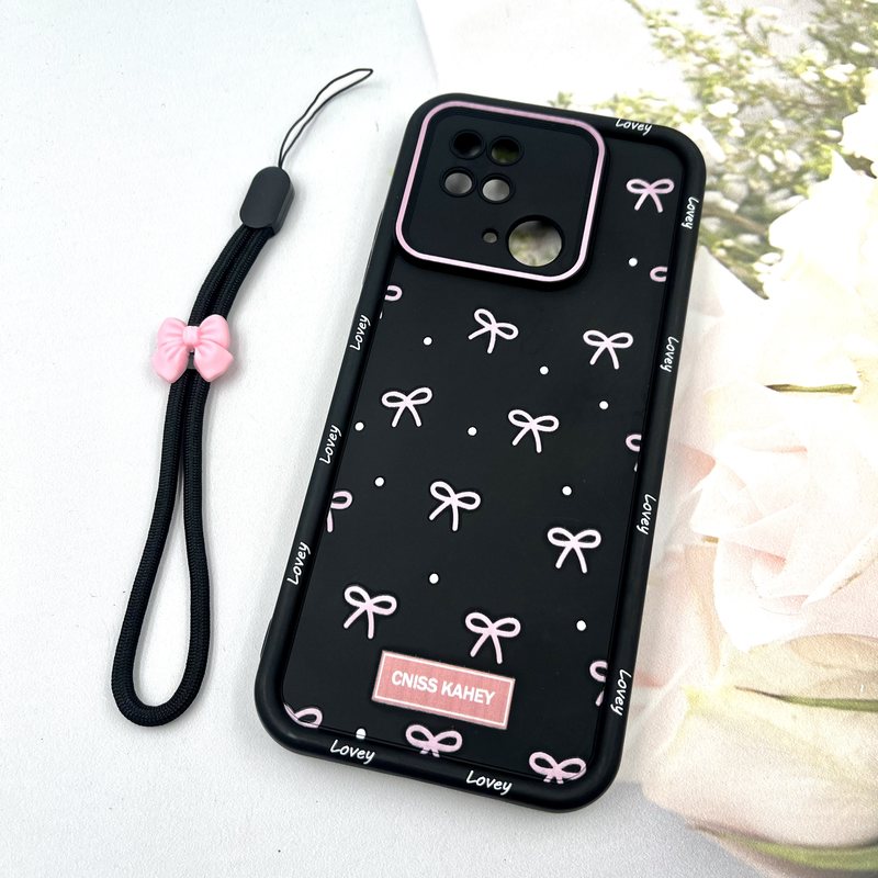 قاب گوشی Redmi 10C / Redmi 10 Power / Poco C40 شیائومی Strap Case سیلیکونی سولید ضد ضربه همراه بند مچی محافظ لنز دار طرح پاپیون کد 982546 - Image 2