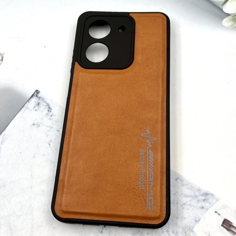 قاب گوشی Redmi A5 / Poco C71 شیائومی چرمی اورجینال دور سیلیکونی AMG کلاسیک محافظ لنز دار عسلی کد 983334 - Image 2