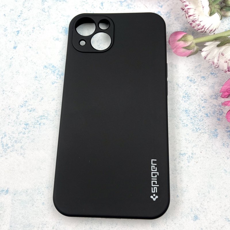 قاب گوشی iPhone 13 آیفون سیلیکونی Spigen اورجینال داخل پارچه ای محافظ لنز دار مشکی کد 991600 - Image 2