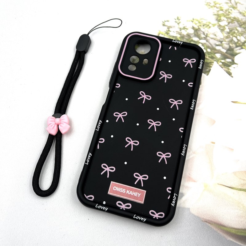 قاب گوشی Redmi Note 12S شیائومی Strap Case سیلیکونی سولید ضد ضربه همراه بند مچی محافظ لنز دار طرح پاپیون کد 993312 - Image 2