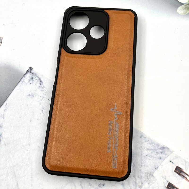 قاب گوشی Redmi 13 / Redmi 13x / Poco M6 4G شیائومی چرمی اورجینال دور سیلیکونی AMG کلاسیک محافظ لنز دار عسلی کد 376232 - Image 2
