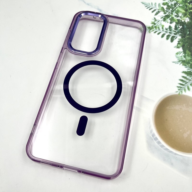 قاب گوشی Galaxy A37 سامسونگ شفاف iRon Cover لنز فلزی ضد ضربه مگ سیف Magsafe اورجینال بنفش کد 113566 - Image 2