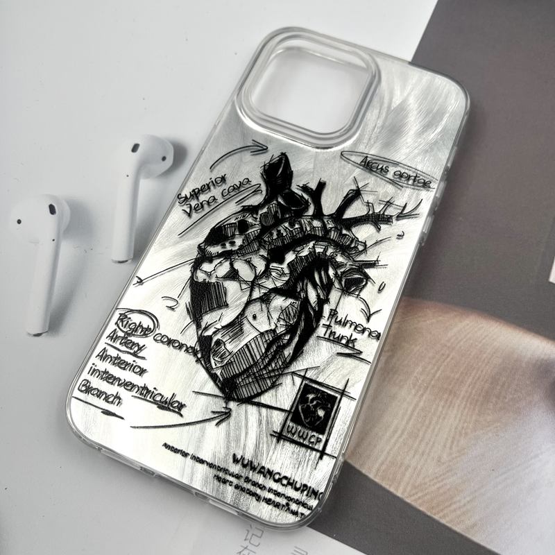 قاب گوشی iPhone 14 Pro Max آیفون Silver Art ضد ضربه Brush طرح قلب کد 122079 - Image 2