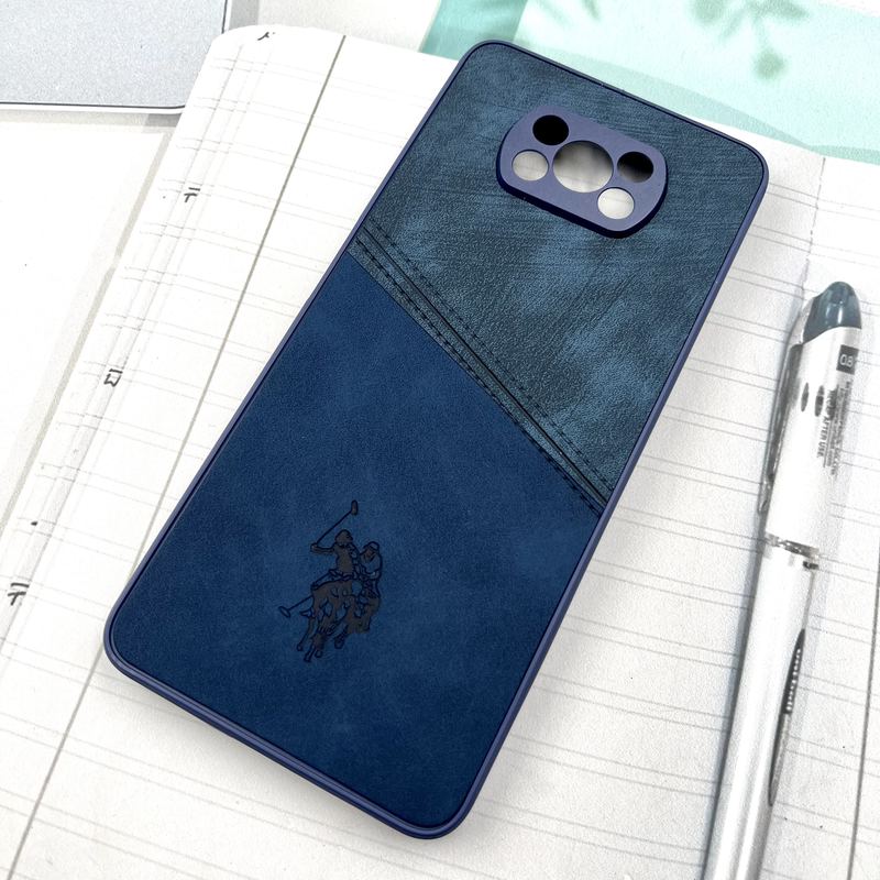قاب گوشی Poco X3 / Poco X3 NFC / Poco X3 Pro شیائومی Polo Cover چرم طرح دوخت پولو محافظ لنز دار سرمه ای کد 138482 - Image 2