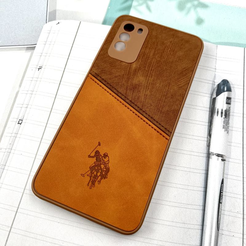 قاب گوشی Poco M3 شیائومی Polo Cover چرم طرح دوخت پولو محافظ لنز دار عسلی کد 165988 - Image 2