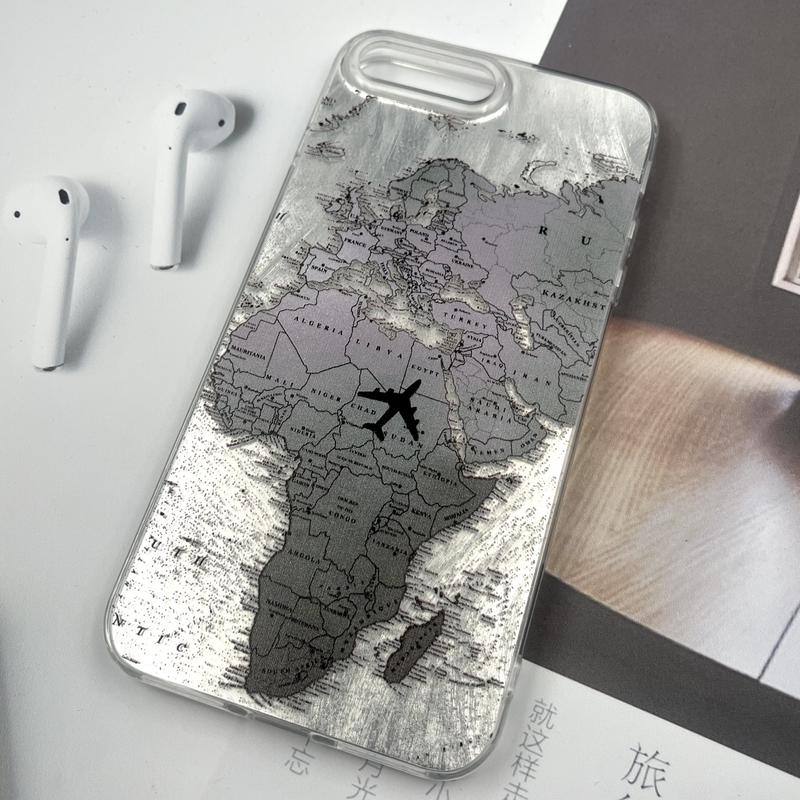 قاب گوشی iPhone 7 Plus / iPhone 8 Plus آیفون Silver Art ضد ضربه Brush طرح World Fly کد 198963 - Image 2