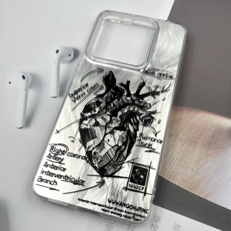 قاب گوشی Redmi Note 14 4G شیائومی Silver Art ضد ضربه Brush طرح قلب کد 259268 - Image 2