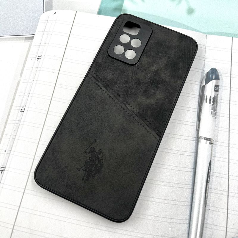 قاب گوشی Redmi 10 / Redmi 10 Prime شیائومی Polo Cover چرم طرح دوخت پولو محافظ لنز دار مشکی کد 273826 - Image 2
