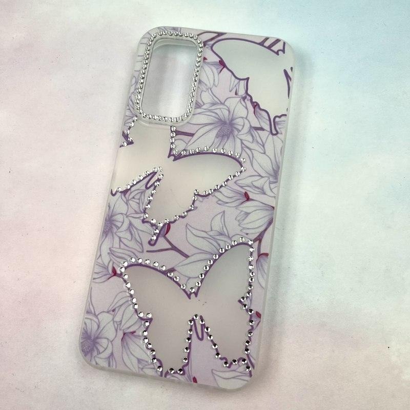 قاب گوشی Galaxy A14 سامسونگ Crystal Case لنز نگین دار الماسی پاستلی مات عروسکی طرح پروانه کد 280197 - Image 2