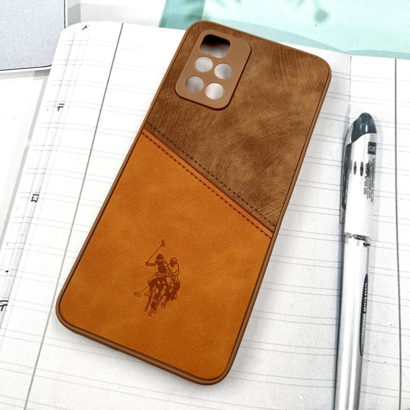 قاب گوشی Redmi 10 / Redmi 10 Prime شیائومی Polo Cover چرم طرح دوخت پولو محافظ لنز دار عسلی کد 305278 - Image 2