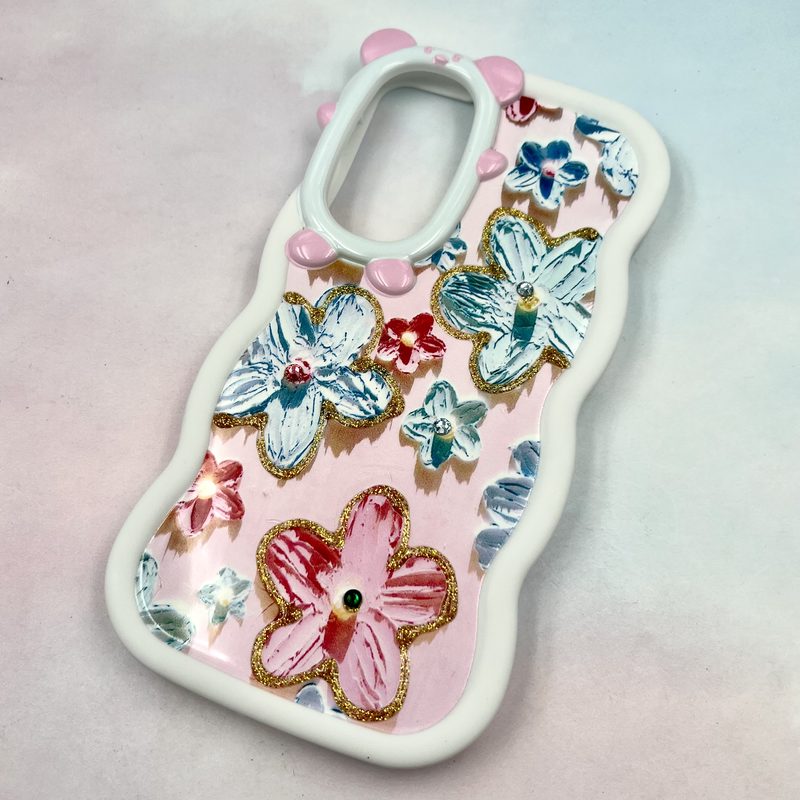قاب گوشی Galaxy A35 / A55 سامسونگ سیلیکونی Flower Case طرح گل نگین برجسته ایربگ دار کد 342844 - Image 2