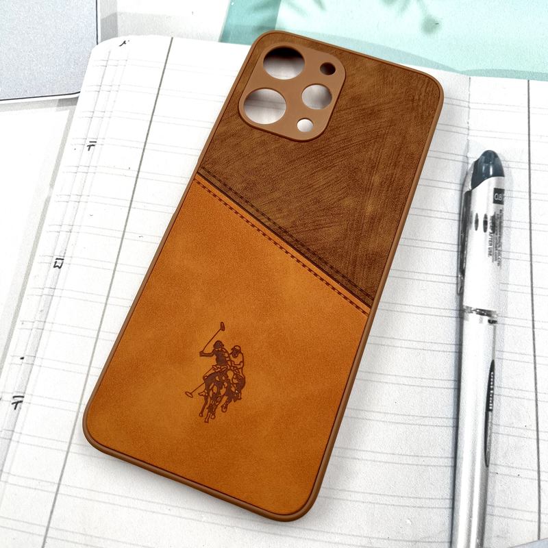 قاب گوشی Redmi 12 / Poco M6 Pro 5G شیائومی Polo Cover چرم طرح دوخت پولو محافظ لنز دار عسلی کد 346647 - Image 2