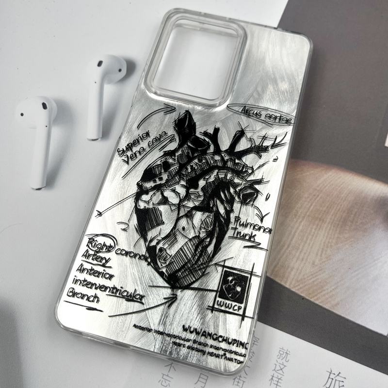 قاب گوشی Redmi Note 12 Pro Plus شیائومی Silver Art ضد ضربه Brush طرح قلب کد 380642 - Image 2
