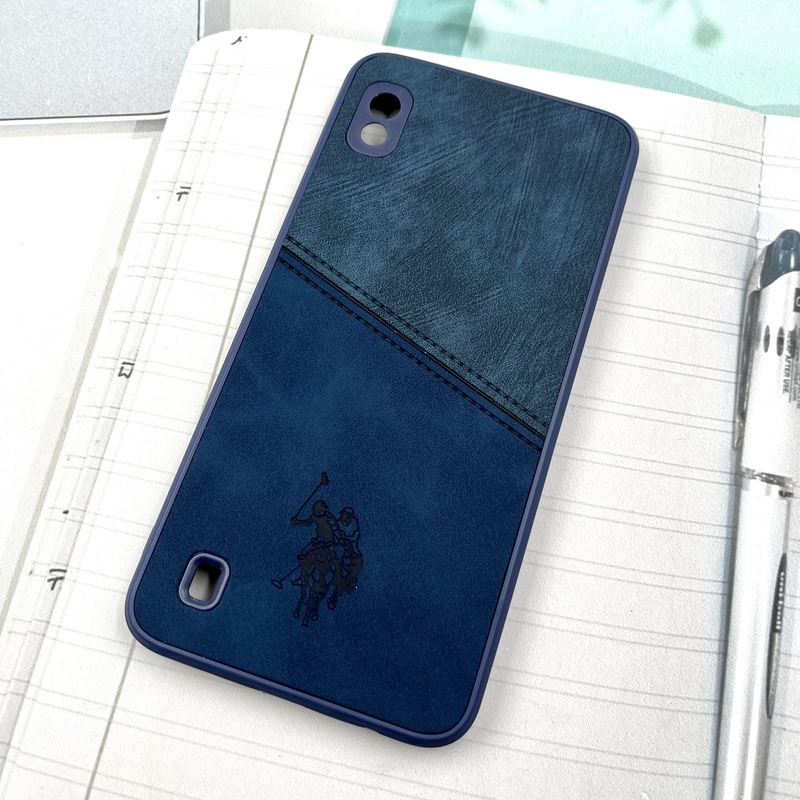 قاب گوشی Galaxy A10 سامسونگ Polo Cover چرم طرح دوخت پولو محافظ لنز دار سرمه ای کد 409704 - Image 2