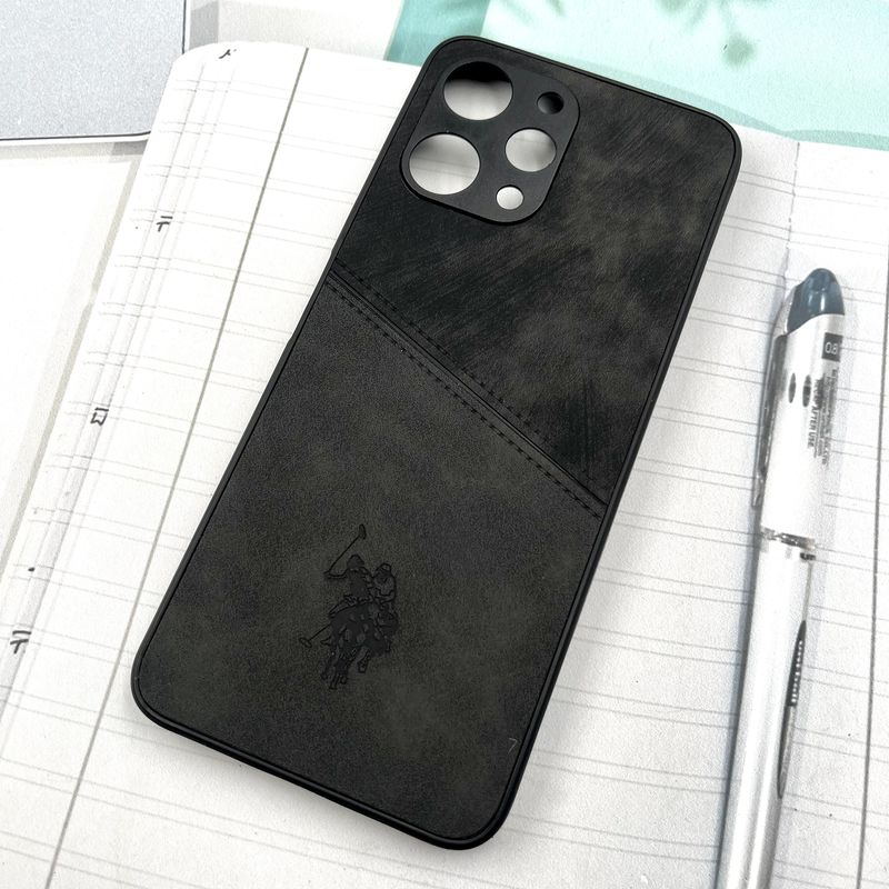 قاب گوشی Redmi 12 / Poco M6 Pro 5G شیائومی Polo Cover چرم طرح دوخت پولو محافظ لنز دار مشکی کد 414212 - Image 2
