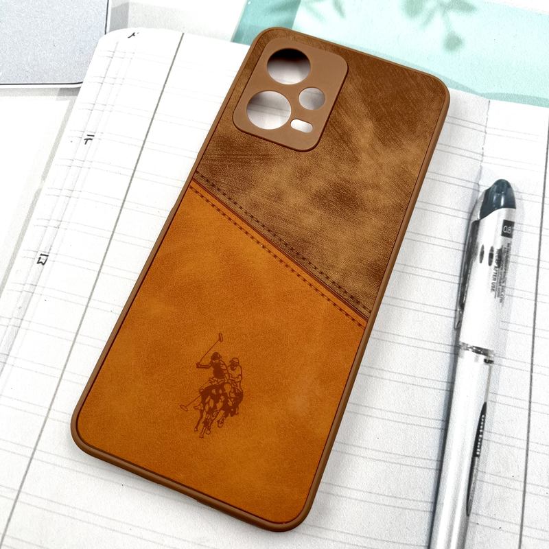 قاب گوشی Poco X5 Pro شیائومی Polo Cover چرم طرح دوخت پولو محافظ لنز دار عسلی کد 418121 - Image 2