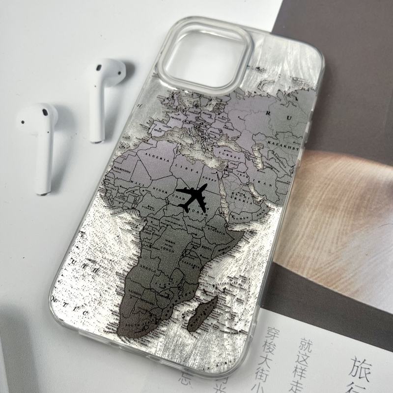 قاب گوشی iPhone 13 Pro Max آیفون Silver Art ضد ضربه Brush طرح World Fly کد 474032 - Image 2
