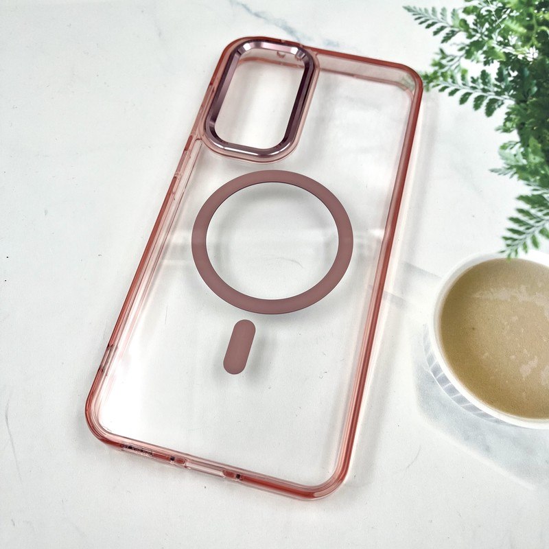 قاب گوشی Galaxy A37 سامسونگ شفاف iRon Cover لنز فلزی ضد ضربه مگ سیف Magsafe اورجینال صورتی کد 508397 - Image 2