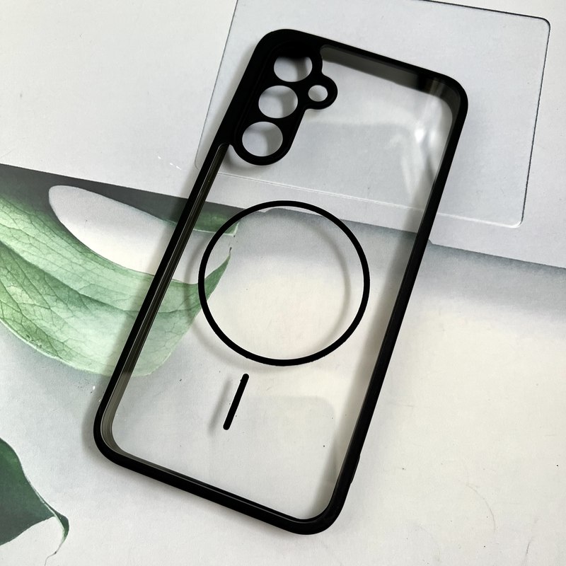 قاب گوشی Galaxy A54 سامسونگ شفاف PC دور سیلیکونی طرح مگ سیف Magsafe محافظ لنز دار مشکی کد 526081 - Image 2