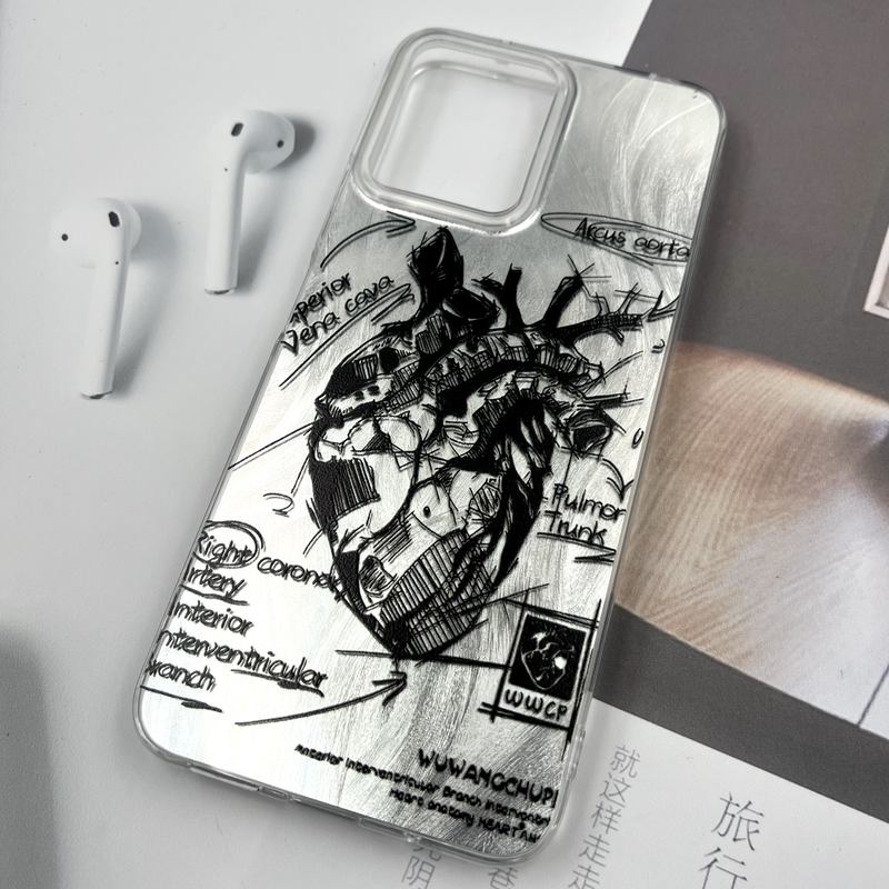 قاب گوشی Redmi 12 / Poco M6 Pro 5G شیائومی Silver Art ضد ضربه Brush طرح قلب کد 531440 - Image 2