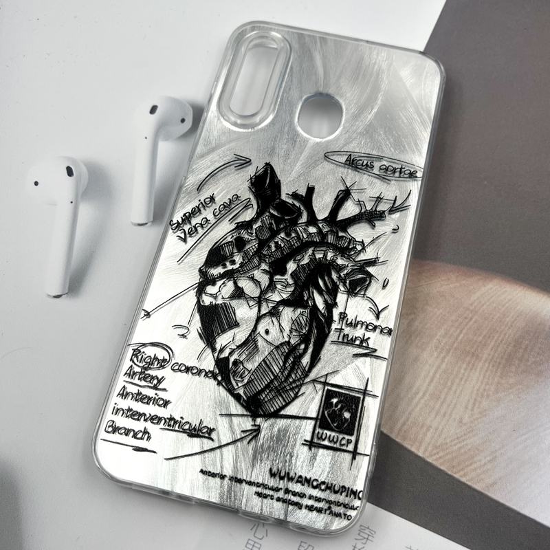 قاب گوشی Galaxy A20 / A30 سامسونگ Silver Art ضد ضربه Brush طرح قلب کد 578446 - Image 2