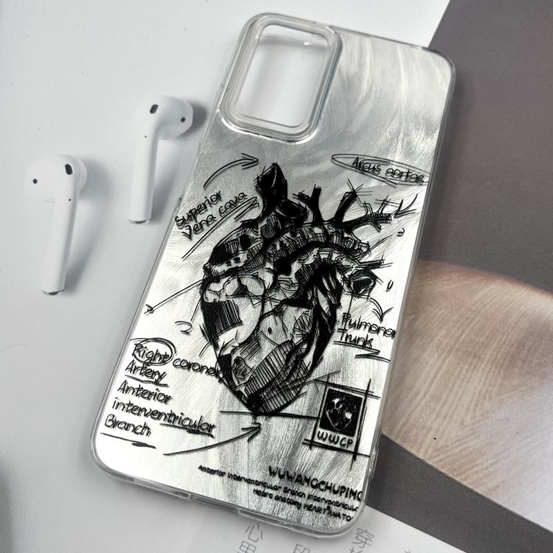 قاب گوشی Redmi Note 12S شیائومی Silver Art ضد ضربه Brush طرح قلب کد 599298 - Image 2