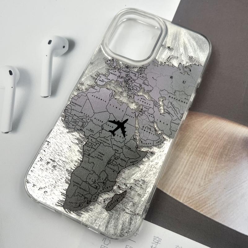 قاب گوشی iPhone 16 آیفون Silver Art ضد ضربه Brush طرح World Fly کد 636451 - Image 2