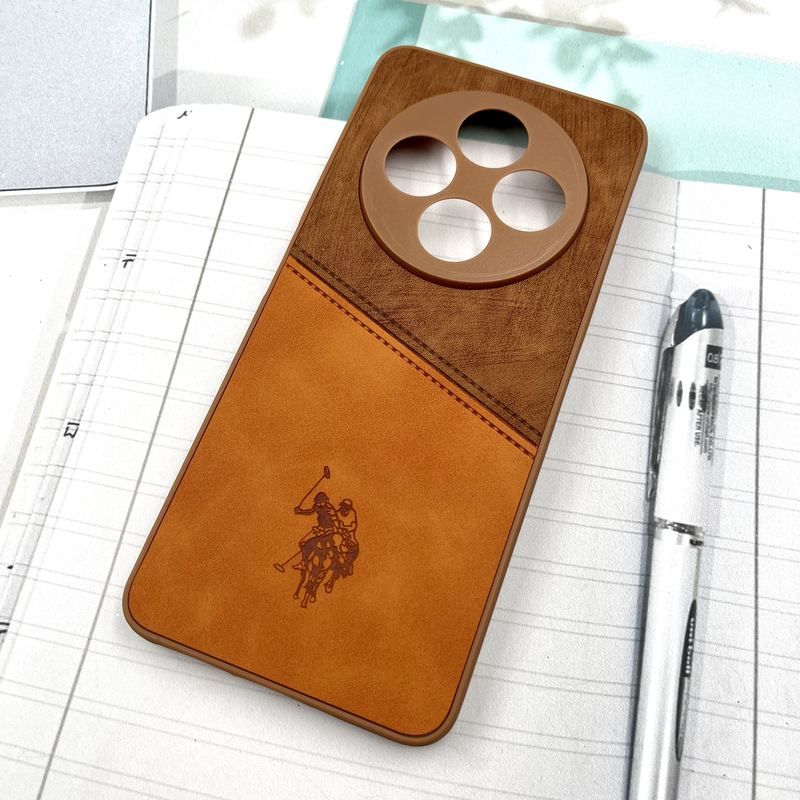 قاب گوشی Redmi 14C / Redmi A4 / Poco C75 شیائومی Polo Cover چرم طرح دوخت پولو محافظ لنز دار عسلی کد 648446 - Image 2