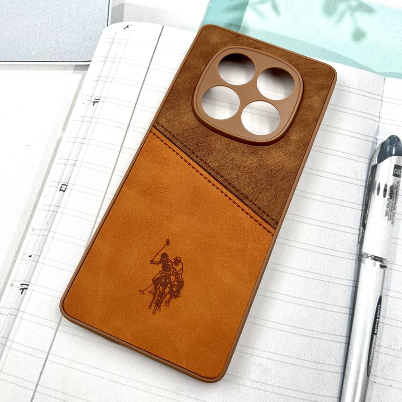قاب گوشی Redmi Note 14 Pro 4G شیائومی Polo Cover چرم طرح دوخت پولو محافظ لنز دار عسلی کد 714980 - Image 2