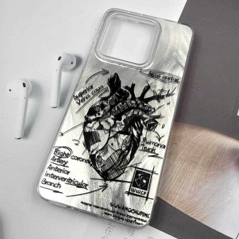 قاب گوشی Redmi Note 13 4G شیائومی Silver Art ضد ضربه Brush طرح قلب کد 744990 - Image 2