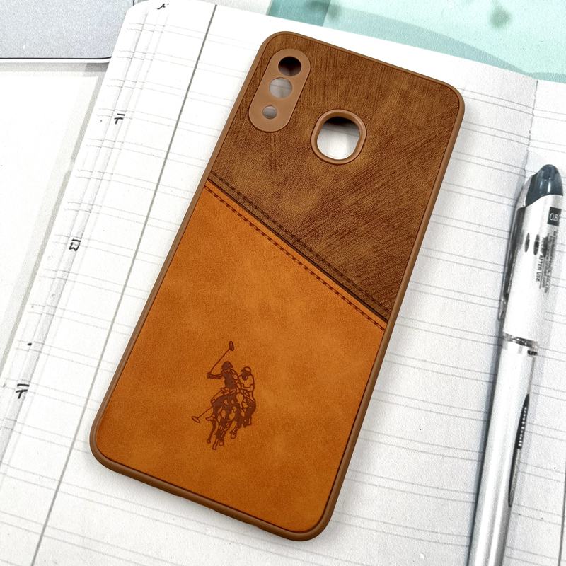 قاب گوشی Galaxy A20 / A30 سامسونگ Polo Cover چرم طرح دوخت پولو محافظ لنز دار عسلی کد 749678 - Image 2
