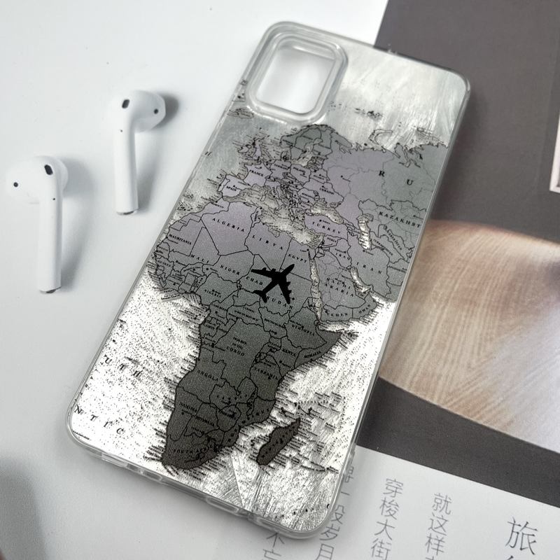قاب گوشی Galaxy A51 سامسونگ Silver Art ضد ضربه Brush طرح World Fly کد 779728 - Image 2