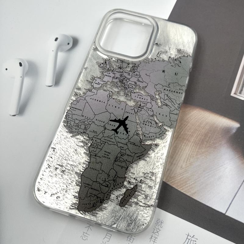 قاب گوشی iPhone 16 Pro Max آیفون Silver Art ضد ضربه Brush طرح World Fly کد 788972 - Image 2