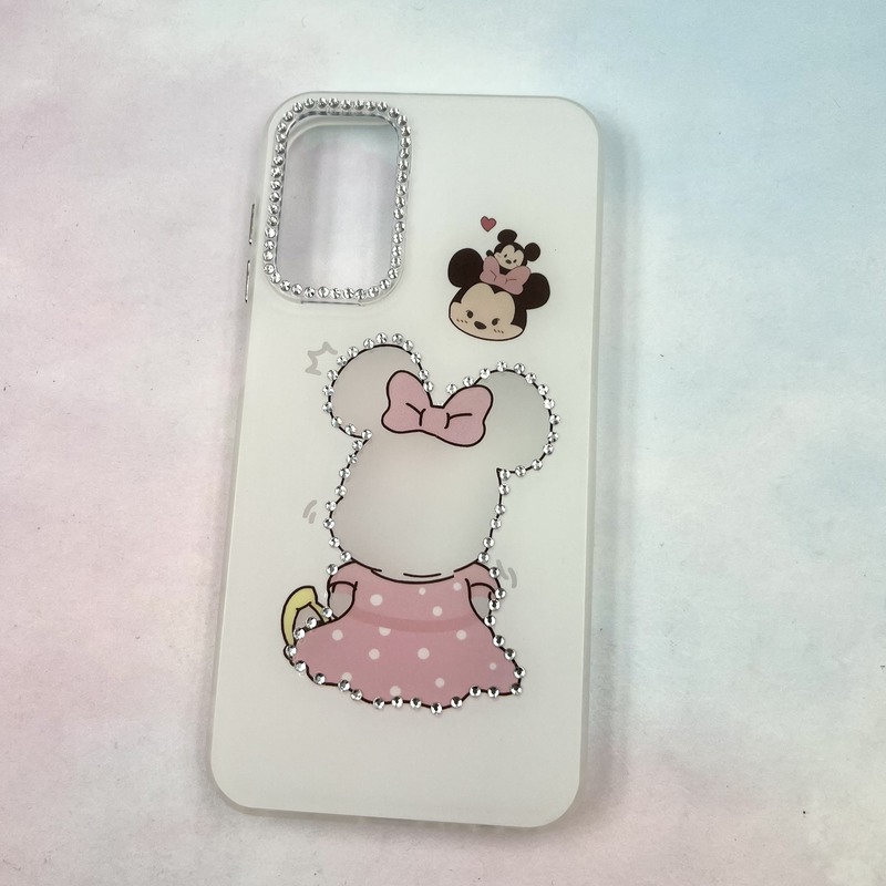 قاب گوشی Galaxy A15 سامسونگ Crystal Case لنز نگین دار الماسی پاستلی مات عروسکی طرح میکی موس کد 903415 - Image 2