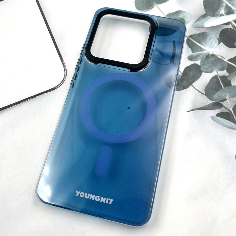 قاب گوشی Redmi Note 14 4G شیائومی Youngkit Case طرح مگ سیف Magsafe ایربگ دار لنز برجسته آبی کد 947186 - Image 2
