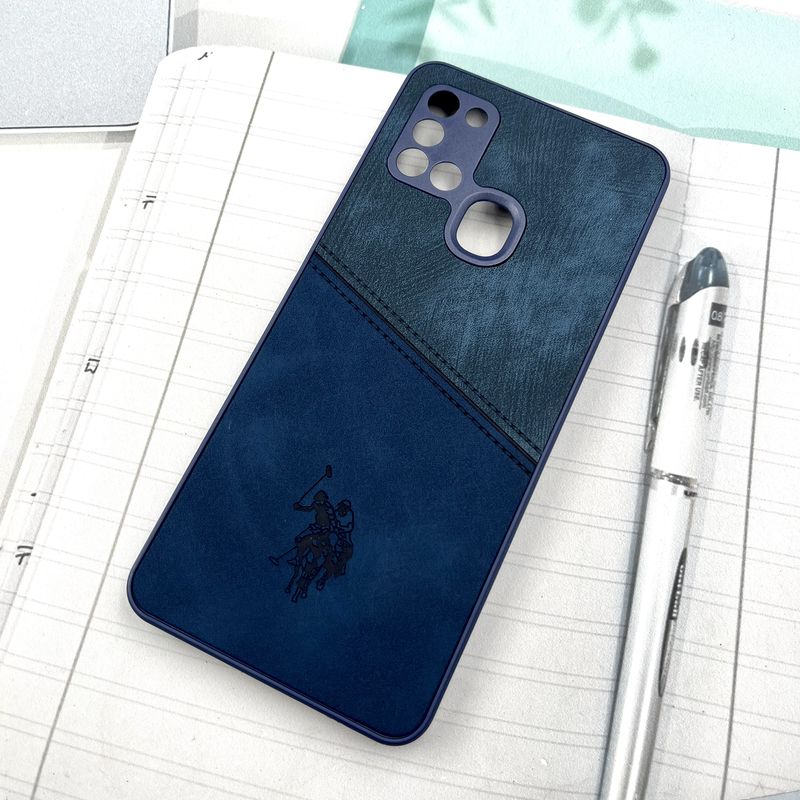 قاب گوشی Galaxy A21S سامسونگ Polo Cover چرم طرح دوخت پولو محافظ لنز دار سرمه ای کد 975554 - Image 2