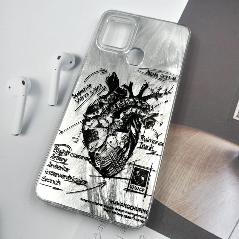 قاب گوشی Galaxy A21S سامسونگ Silver Art ضد ضربه Brush طرح قلب کد 989096 - Image 2